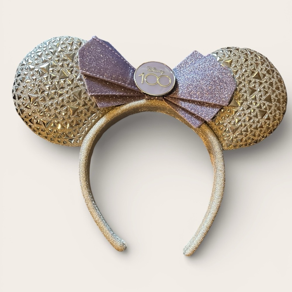 Disney  100 Years Gold and Purple Minnie Ears Headband